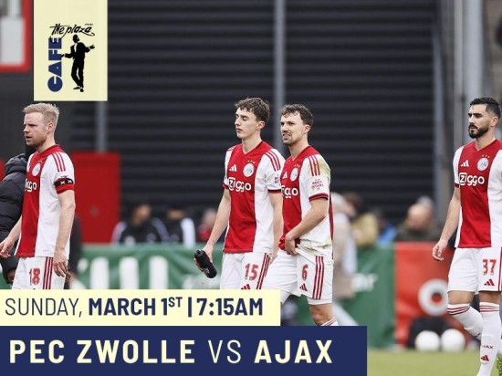 Watch PEC Zwolle vs Ajax Live at Café the Plaza